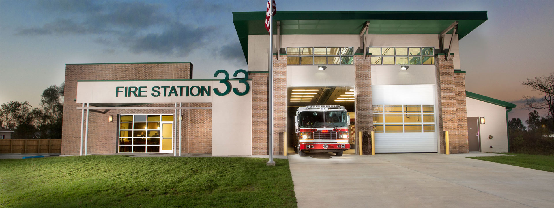 Night view of Fire Station 33