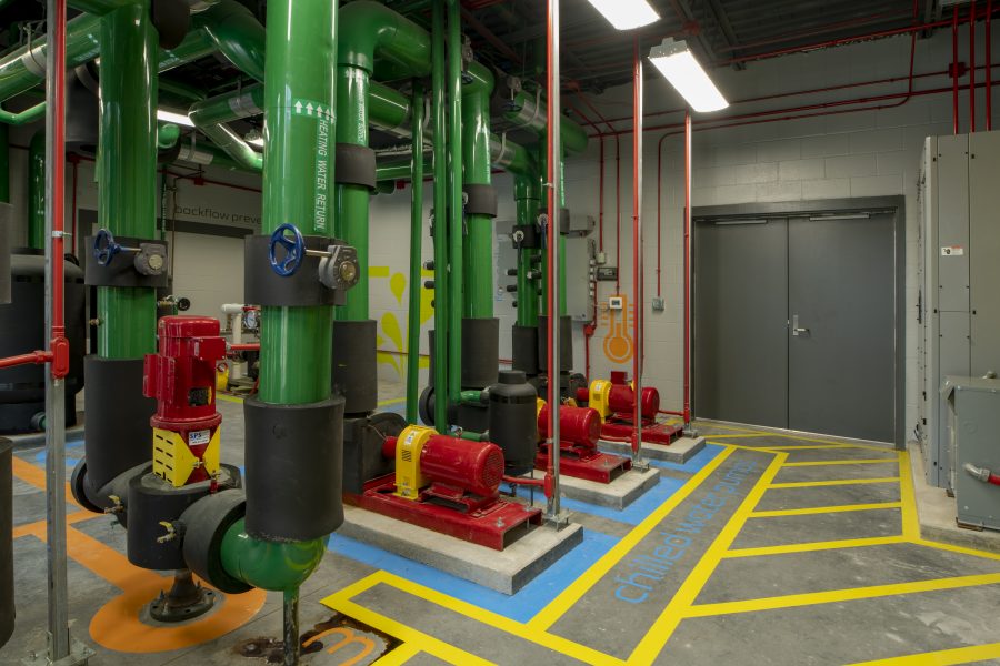 Brightly colored Mechanical room