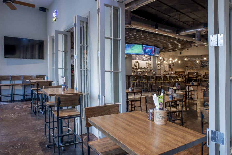 Dining area with additional seating.