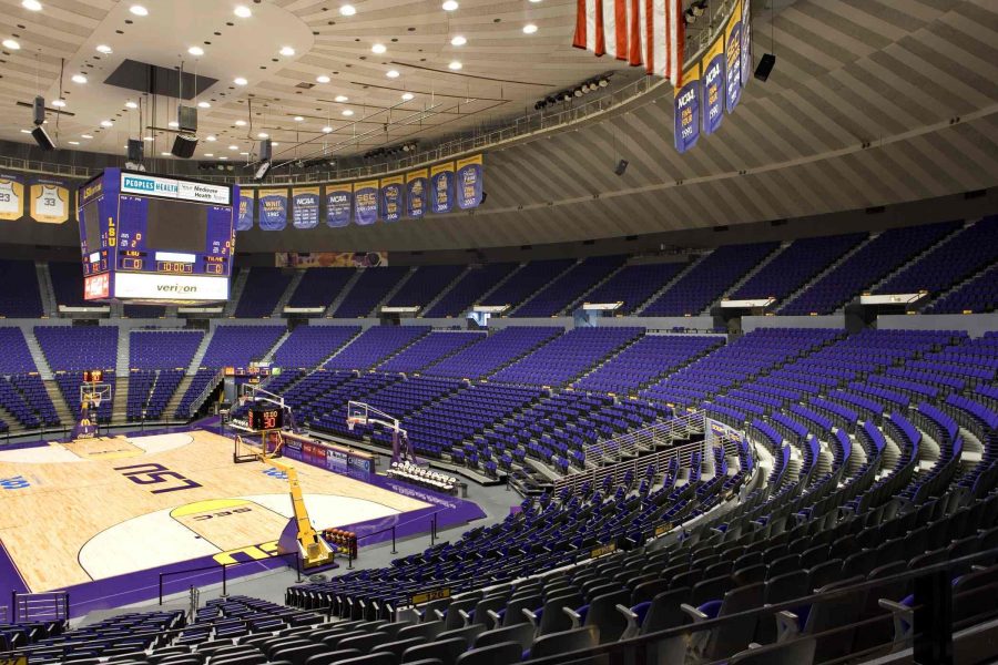 Pete Maravich Assembly Center full court view.