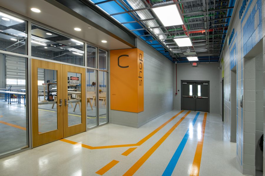 View of entrance to Shop C in bright corridor