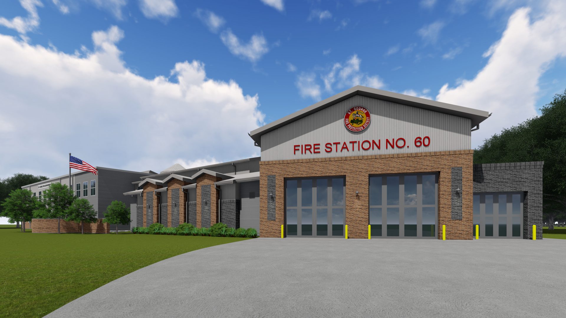 Rendering of exterior of Fire Station 60