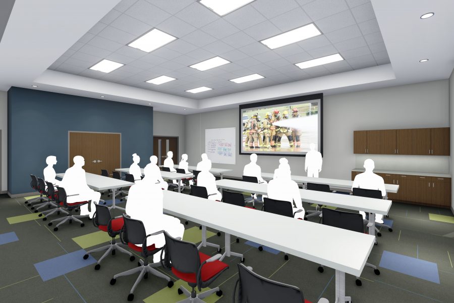 Rendering of training room at Training Facility