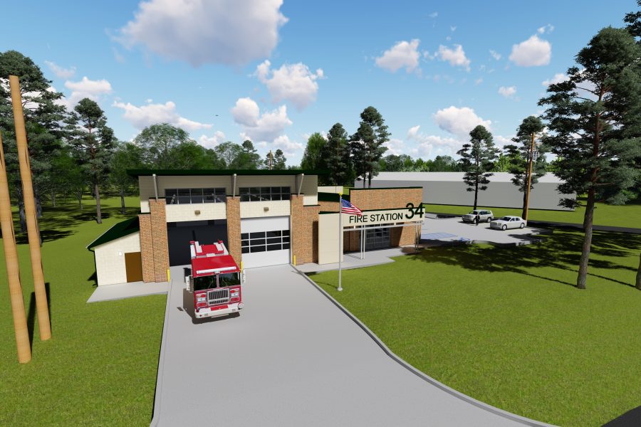 Aerial rendering of Fire Station #34