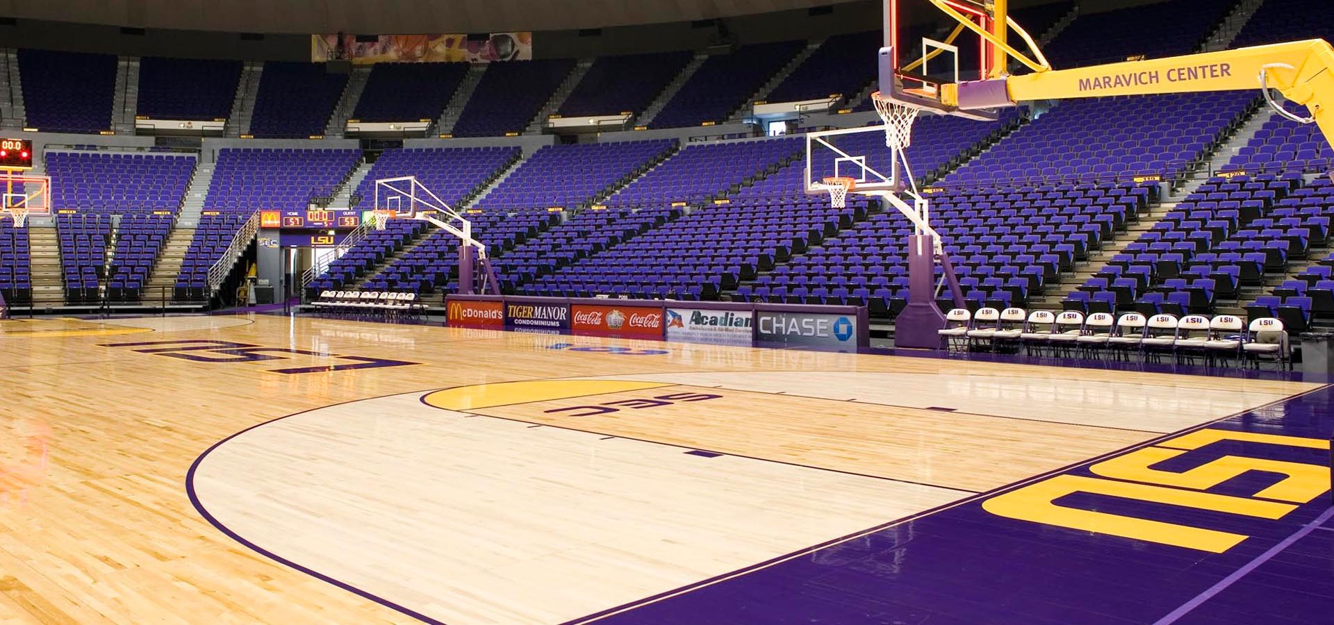 Pete Maravich Assembly Center full court view.