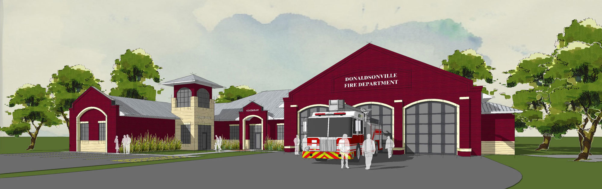 Exterior rendering of Donaldsonville Fire Station